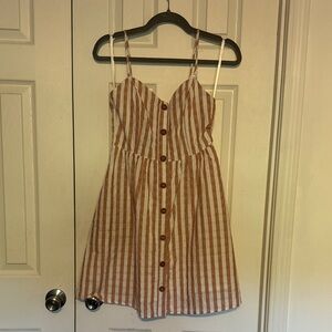 Entro Tan and Cream Striped Mini Dress